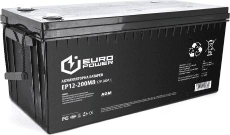 SKU: EP12-200M8 Акумуляторна батарея EUROPOWER AGM EP12-200M8 12V 200Ah - Image 1