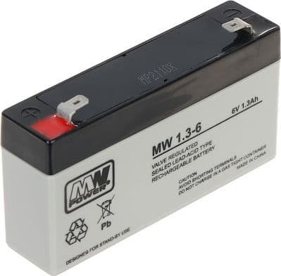 SKU: MW 1,3-6 Акумулятор AGM MW 1,3Ah 6V 6-9 років служби - Image 1