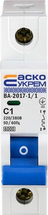 SKU: 20021602 Автоматичний вимикач УКРЕМ ВА-2017/С 1р 1А АСКО - Image 1