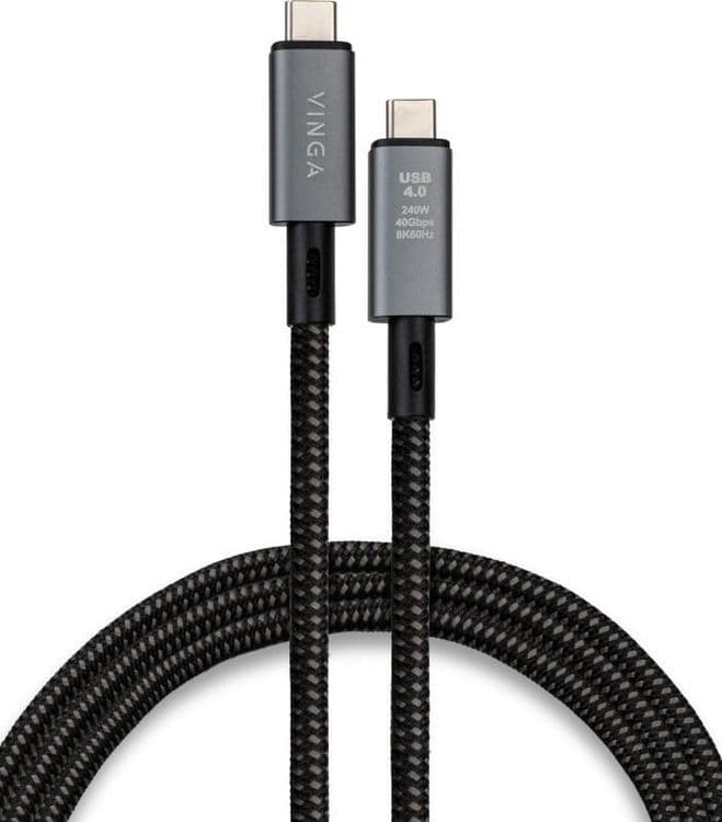 SKU: AKS295 Дата кабель USB-C to USB-C 0.8m USB4 240W 40GBps 8K60Hz Nylon Vinga (VCPDCU4) - Image 1