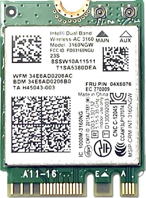 SKU: ZWIFI001 Wi-Fi модуль Intel Dual Band Wireless-AC 3160 (3160NGW 04X6034) - Image 1