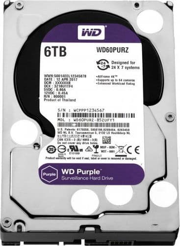 SKU: 10673302 Western Digital Purple 6TB 64MB WD60PURZ - Image 1