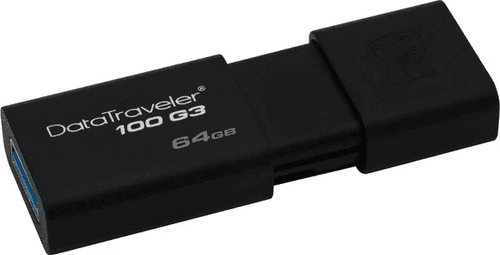 SKU: FL003 Флеш-накопичувач Kingston DataTraveler 100 G3 64GB USB 3.1 Black - Image 1