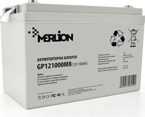 SKU: GP121000M8 Акумуляторна батарея Merlion AGM GP121000M8 12V 100Ah - Image 1