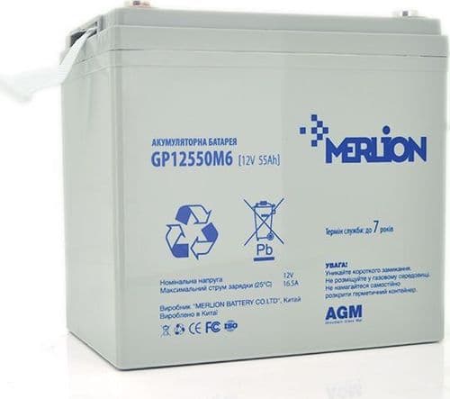 SKU: GP12550M6 Акумуляторна батарея Merlion AGM GP12550M6 12V 55Ah - Image 1