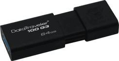 SKU: FL003 Флеш-накопичувач Kingston DataTraveler 100 G3 64GB USB 3.1 Black - Image 1