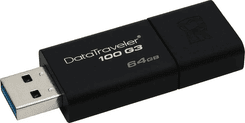 SKU: FL003 Флеш-накопичувач Kingston DataTraveler 100 G3 64GB USB 3.1 Black - Image 2