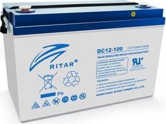SKU: 10673262 Акумуляторна батарея AGM RITAR DC12-100, Gray Case, 12V 100Ah - Image 1
