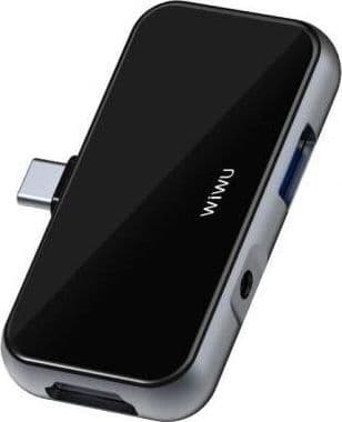 SKU: AKS259 Type-C хаб Wiwu 4 in 1 Black/Silver (T5 Pro) - Image 1