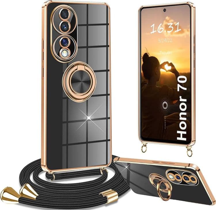 SKU: LPNIC084876274 Чохол зі шнурком Yutwo для Honor 70 Black/Gold - Image 1