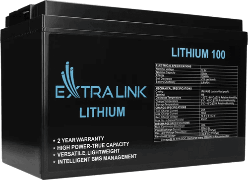 SKU: 11000143 Акумуляторна літієва батарея EXTRALINK LIFEPO4 12.8V 100AH, BMS - Image 1