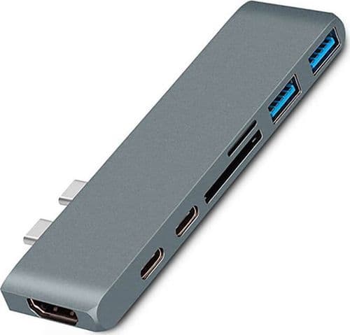 SKU: AKS258 Type-C хаб 7 in 1 Space Gray (18W21) - Image 1