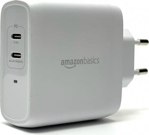 SKU: LPNA026519380 Мережевий зарядний пристрій Amazon Basic 2 x USB Type-C 65W White () - Image 1